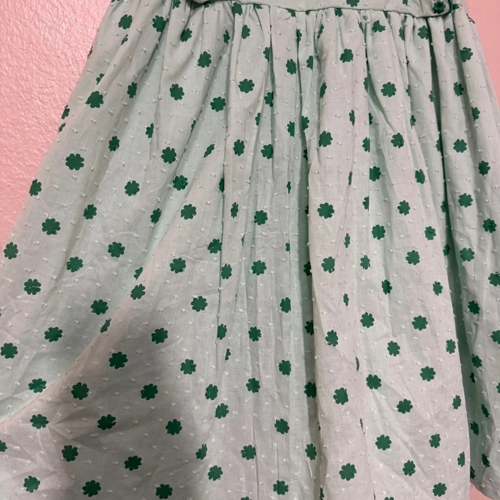 Isaac Mizrahi Light Green Kids Dress with Clovers - Picture 3 of 5